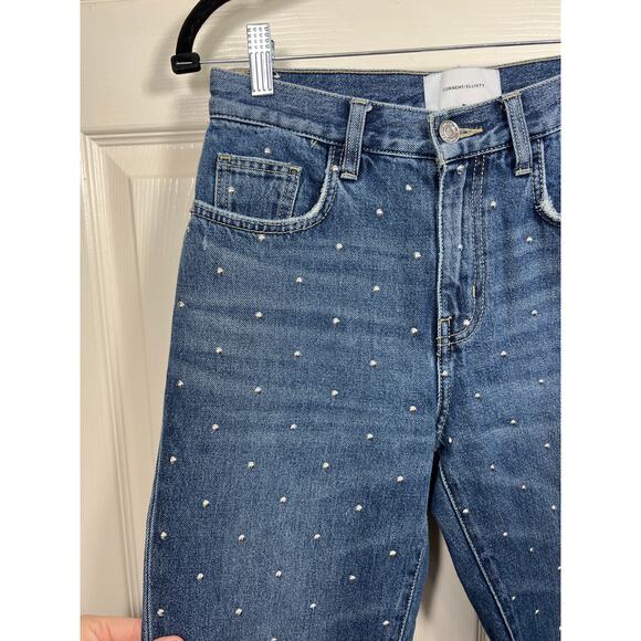 Current Elliott Denim Vintage Cropped Slim Stud Jeans Medium Blue 25 / 0 - Picture 2 of 8